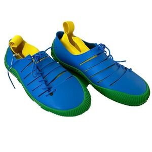 Bottega Veneta 658725 Tech Knit Rubber Climber Sneaker Shoe Blue/yellow Euro 41